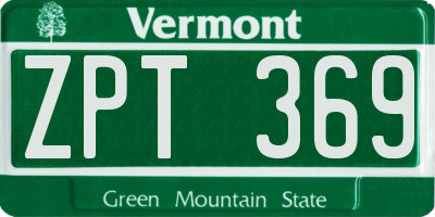 VT license plate ZPT369