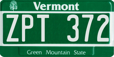 VT license plate ZPT372