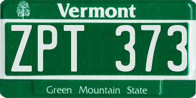 VT license plate ZPT373