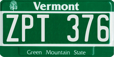 VT license plate ZPT376