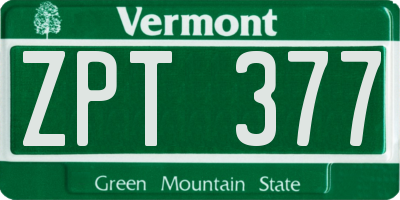 VT license plate ZPT377