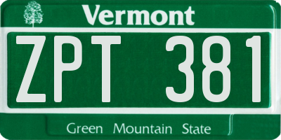 VT license plate ZPT381