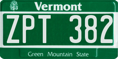 VT license plate ZPT382