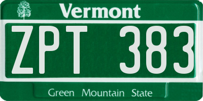 VT license plate ZPT383