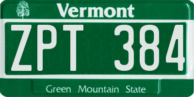 VT license plate ZPT384
