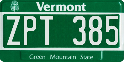 VT license plate ZPT385
