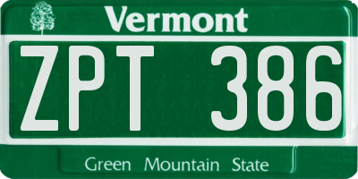 VT license plate ZPT386