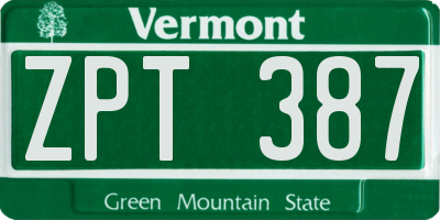 VT license plate ZPT387
