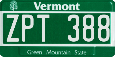 VT license plate ZPT388