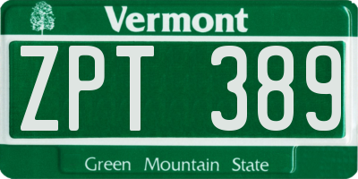 VT license plate ZPT389
