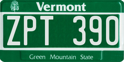 VT license plate ZPT390
