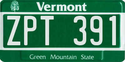 VT license plate ZPT391