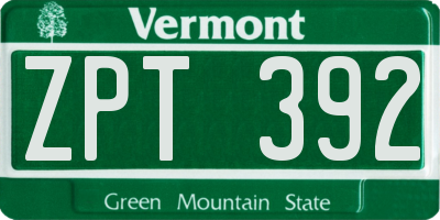 VT license plate ZPT392