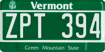 VT license plate ZPT394