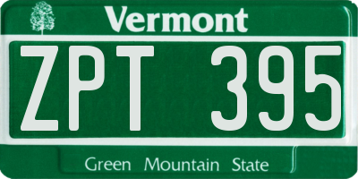 VT license plate ZPT395