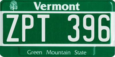 VT license plate ZPT396