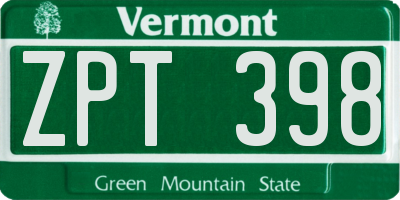 VT license plate ZPT398