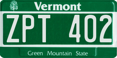 VT license plate ZPT402