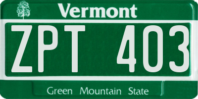 VT license plate ZPT403