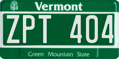 VT license plate ZPT404