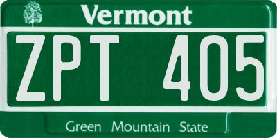 VT license plate ZPT405