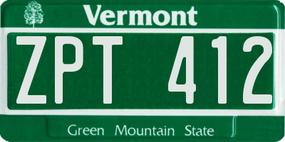 VT license plate ZPT412