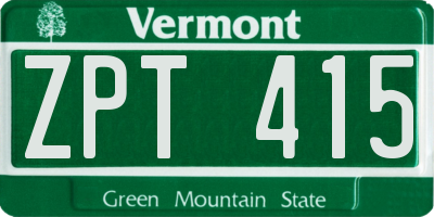 VT license plate ZPT415