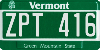 VT license plate ZPT416