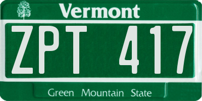 VT license plate ZPT417