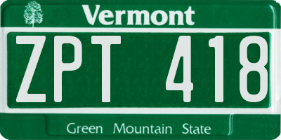 VT license plate ZPT418