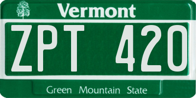 VT license plate ZPT420