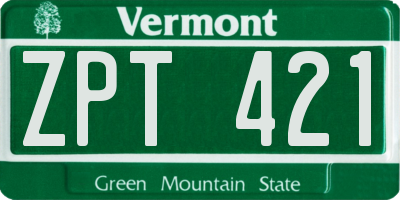 VT license plate ZPT421
