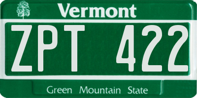 VT license plate ZPT422