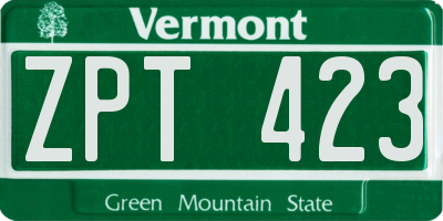 VT license plate ZPT423