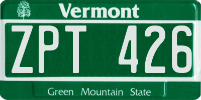 VT license plate ZPT426
