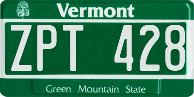 VT license plate ZPT428
