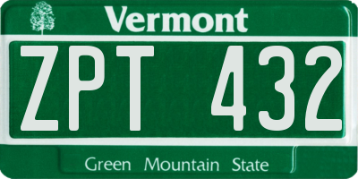 VT license plate ZPT432