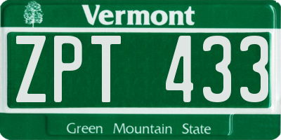 VT license plate ZPT433