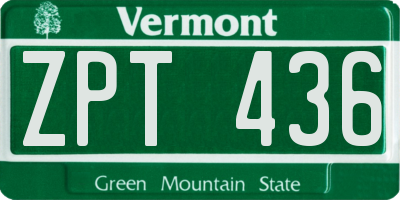 VT license plate ZPT436