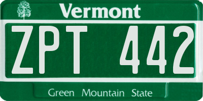 VT license plate ZPT442