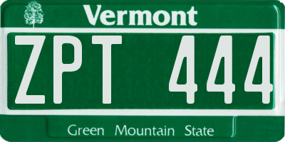VT license plate ZPT444