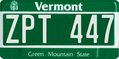 VT license plate ZPT447