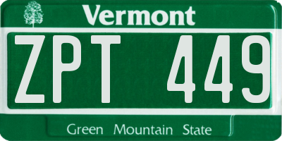 VT license plate ZPT449