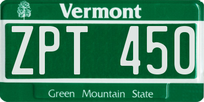 VT license plate ZPT450