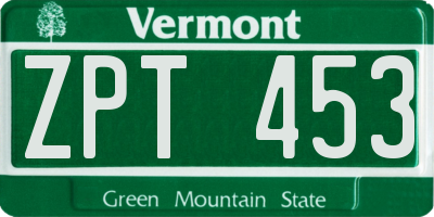 VT license plate ZPT453