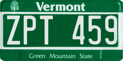 VT license plate ZPT459