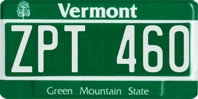 VT license plate ZPT460