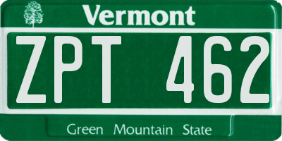 VT license plate ZPT462