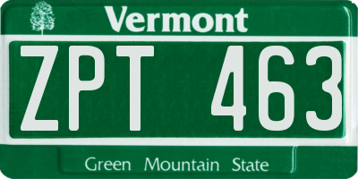 VT license plate ZPT463