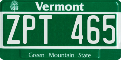 VT license plate ZPT465